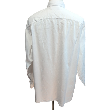 Chemise Nautica XL XXL Blanche Piqué 100% Coton 17.5 Poche Unie Manches longues