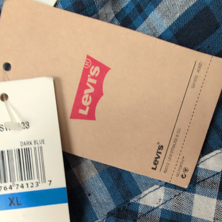 Chemise LEVI'S Homme XL Bleue et Blanche à Carreaux manches courtes
