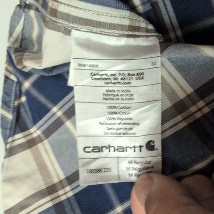 Chemise Carhartt Relaxed Fit M bleu blanc à carreaux coton manches courtes