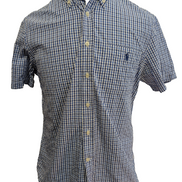 Chemise Polo Ralph Lauren Shirt M Seersucker Carreaux Manches Courtes Button Dow