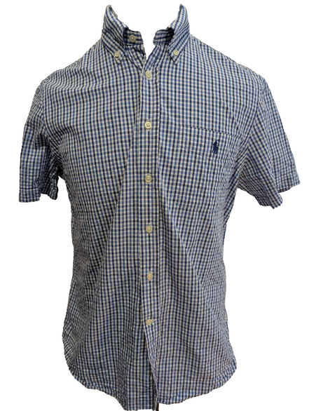 Chemise Polo Ralph Lauren Shirt M Seersucker Carreaux Manches Courtes Button Dow