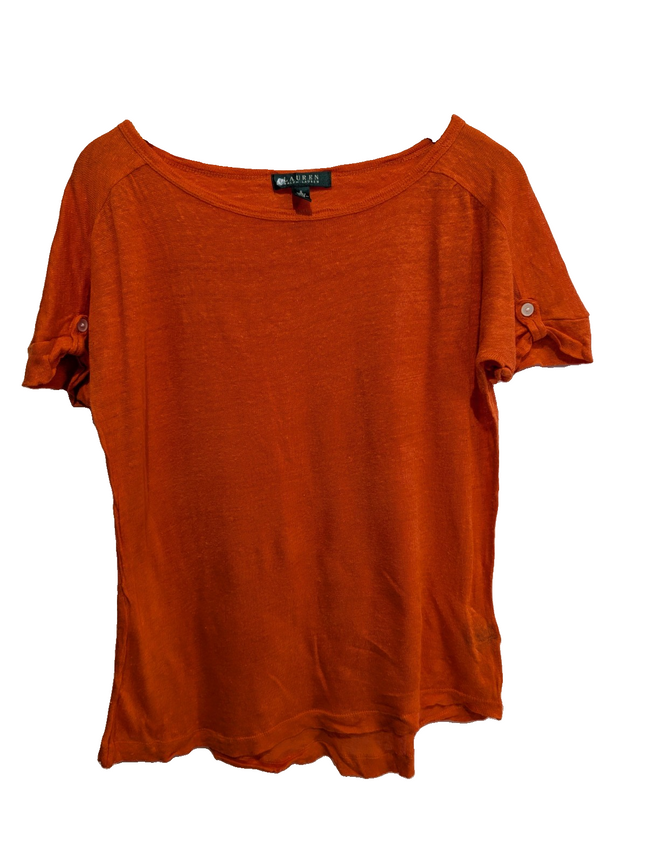 Haut femme LAUREN Ralph Lauren orange 100% lin manches courtes taille S