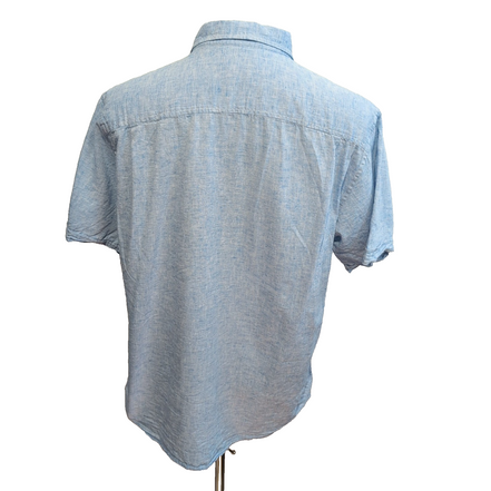 Chemise Weatherproof 55% Lin 45% coton Bleu Clair Manches Courtes Taille L