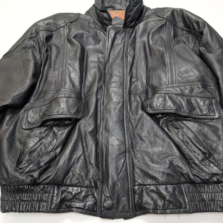 🖤 ARCHITECT Blouson Cuir Véritable Noir Bomber AVIATEUR Doublé Taille L |40c