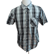 Chemise Oakley M Gris Carreaux 100% Coton Manches Courtes Logo Brodé