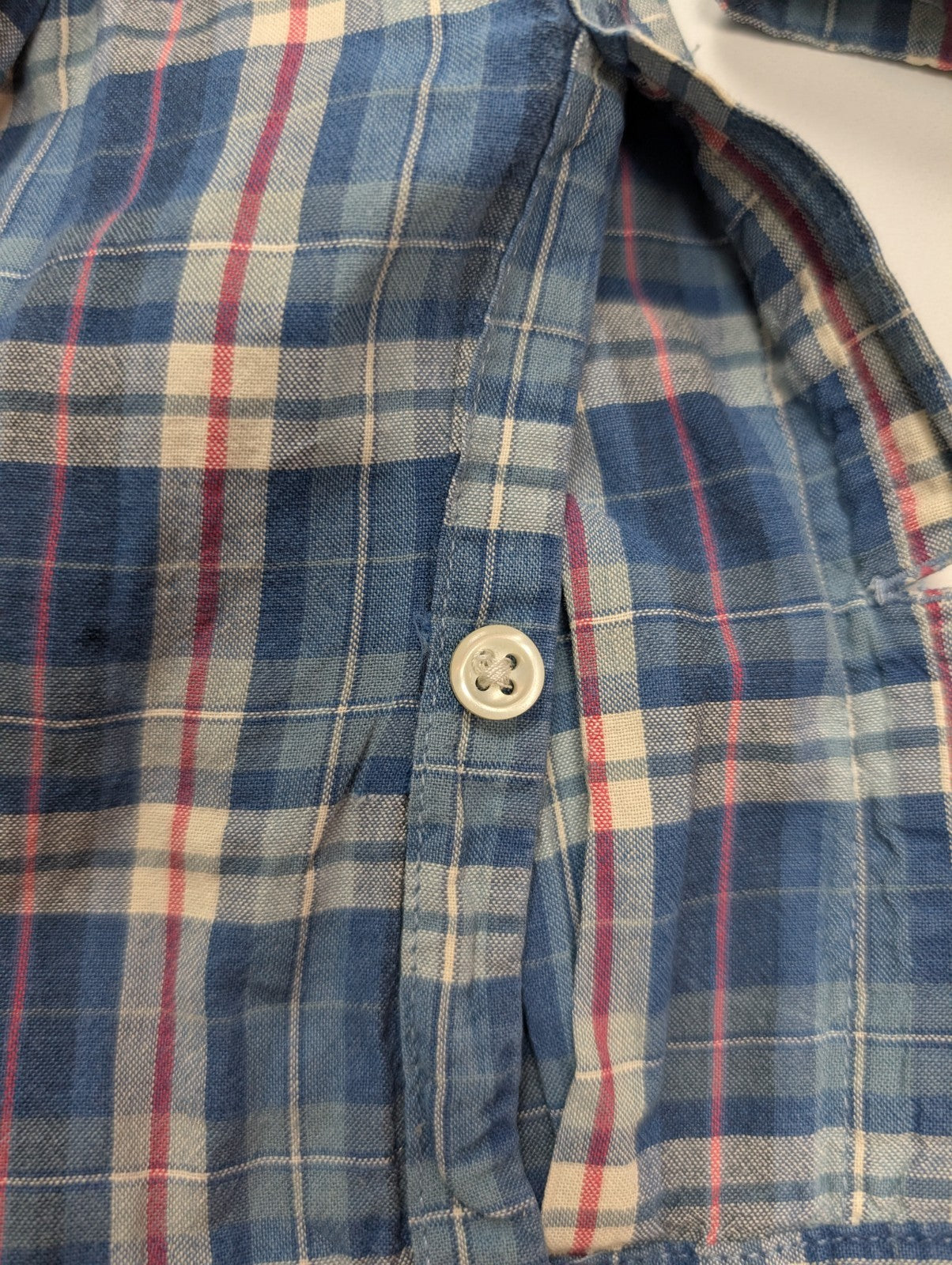 CHEMISE Ralph Lauren Homme L CUSTOM FIT Bleu Carreaux TBE Réparée 100% Coton