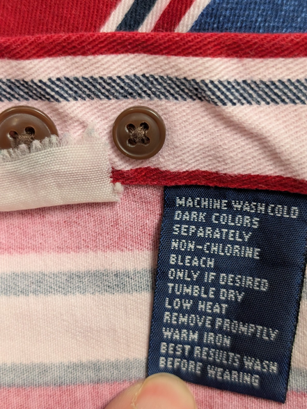 Chemise CHAPS Ralph Lauren rouge rayures shirt button down coton L