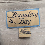 Chemise Hawaïenne Boundary Bay XLTG 100% Soie Gris Boutons Bois Palmier