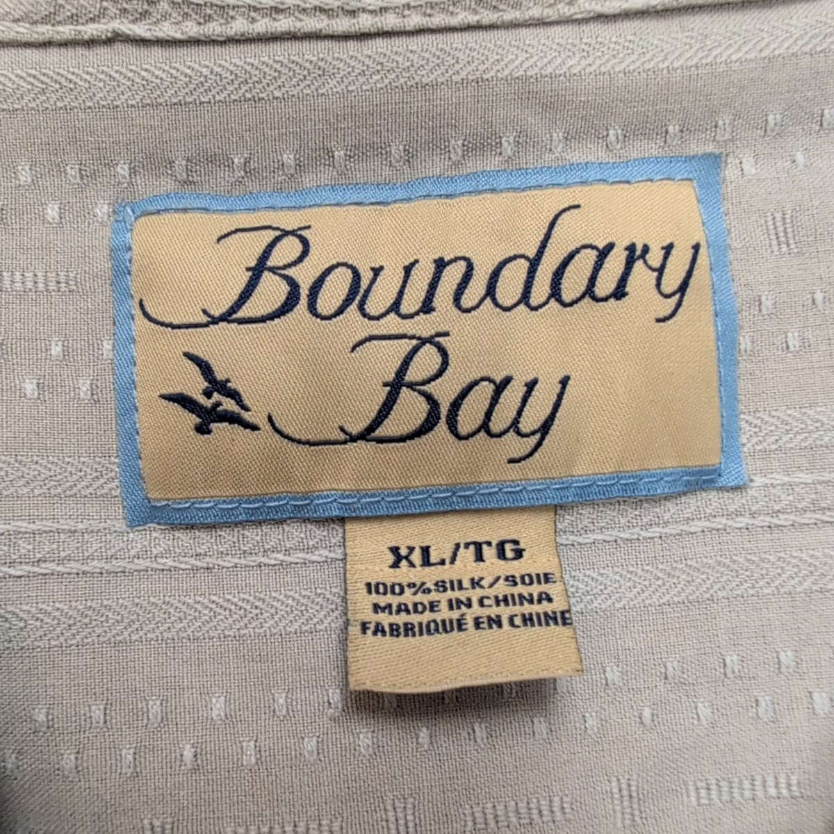 Chemise Hawaïenne Boundary Bay XLTG 100% Soie Gris Boutons Bois Palmier