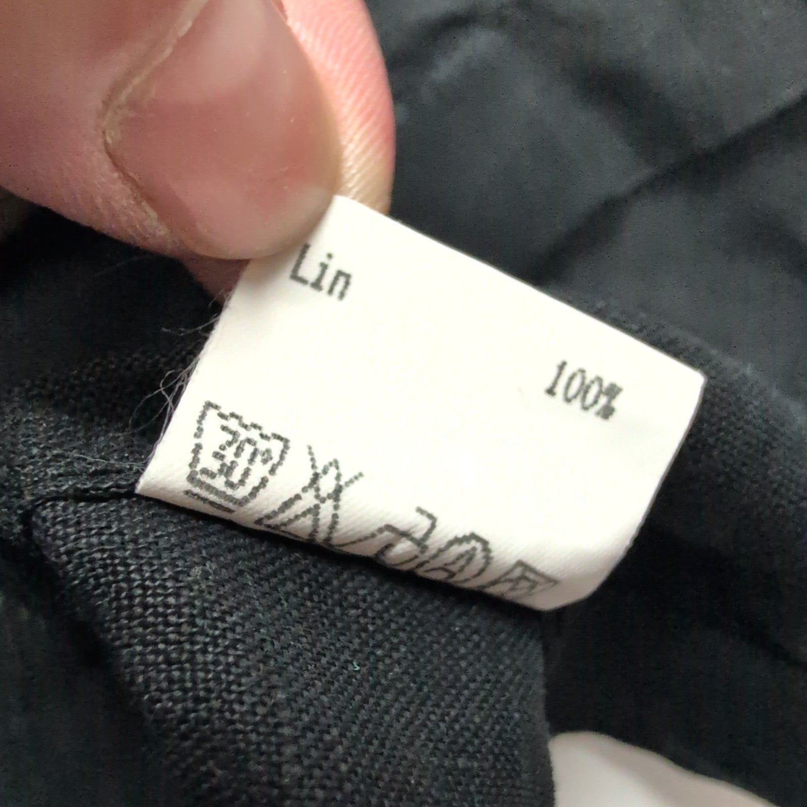 Chemise Kenzo Homme XL Noire Unie 100% Lin Logo Excellent État