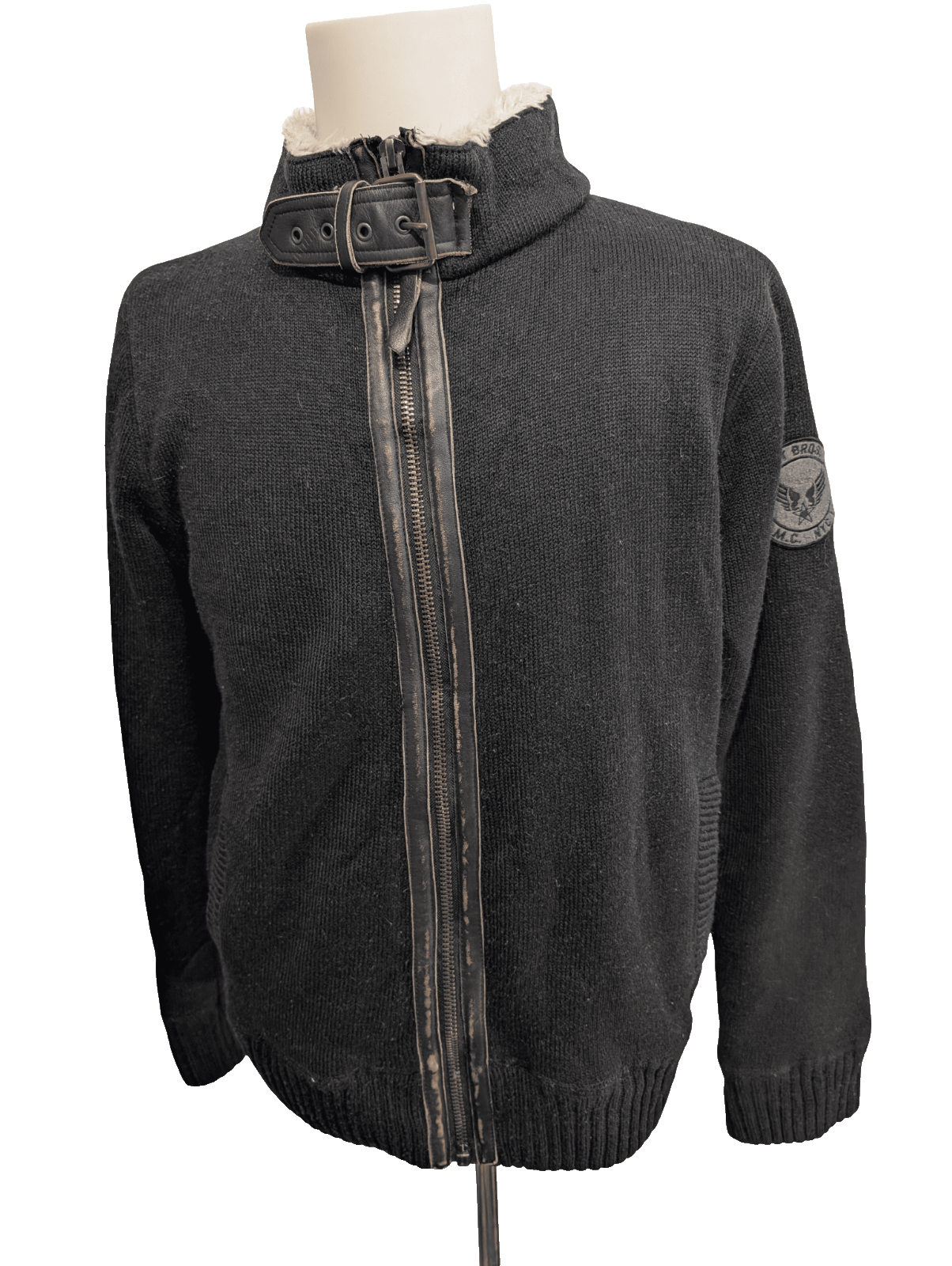 Blouson Schott NYC Vintage M Sherpa Cuir Laine USMC Style Harrington
