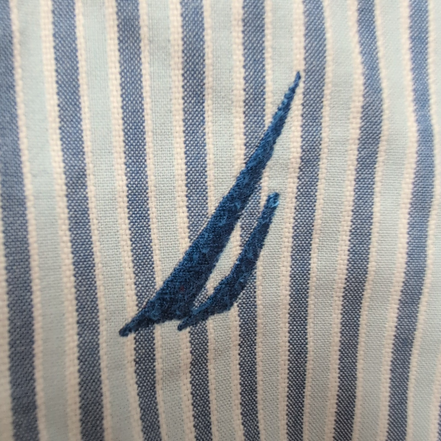 Chemise Nautica 2XL Bleu Rayures 100% Coton Logo Brodé Poche manches longues
