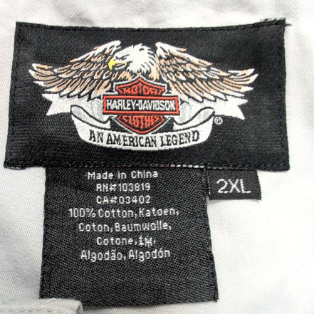 Harley Davidson chemise manches courtes gris clair ailes d’ange dos taille 2XL