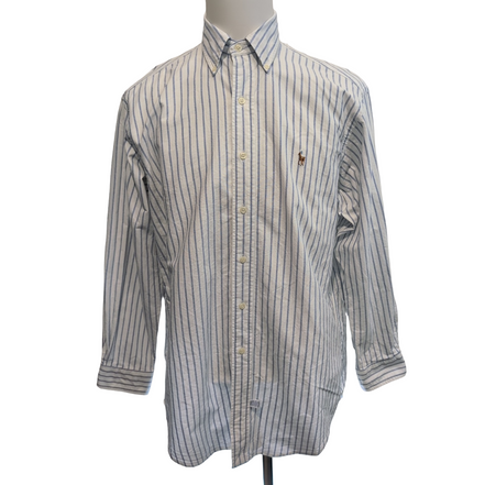 Chemise Ralph Lauren bleu rayures M/L Made in Jamaica Oxford Vintage