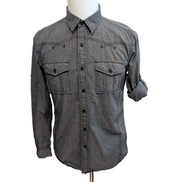 Chemise Helix S Gris Foncé Western 100% Coton Manches Retractables