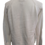 Pull L.L. Bean Femme Vintage Blanc Col Rond Coton - Taille M