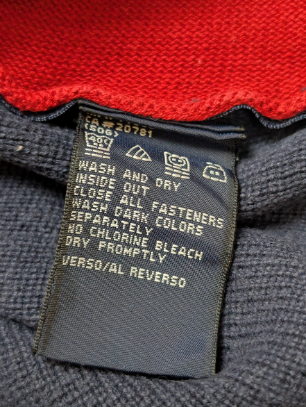 Pull Tommy Hilfiger vintage rare bleu marine col zippé poches homme taille L