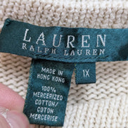 Pull Ralph Lauren femme (Lauren) Crème Col Rond 100% Coton Mercerisé XL