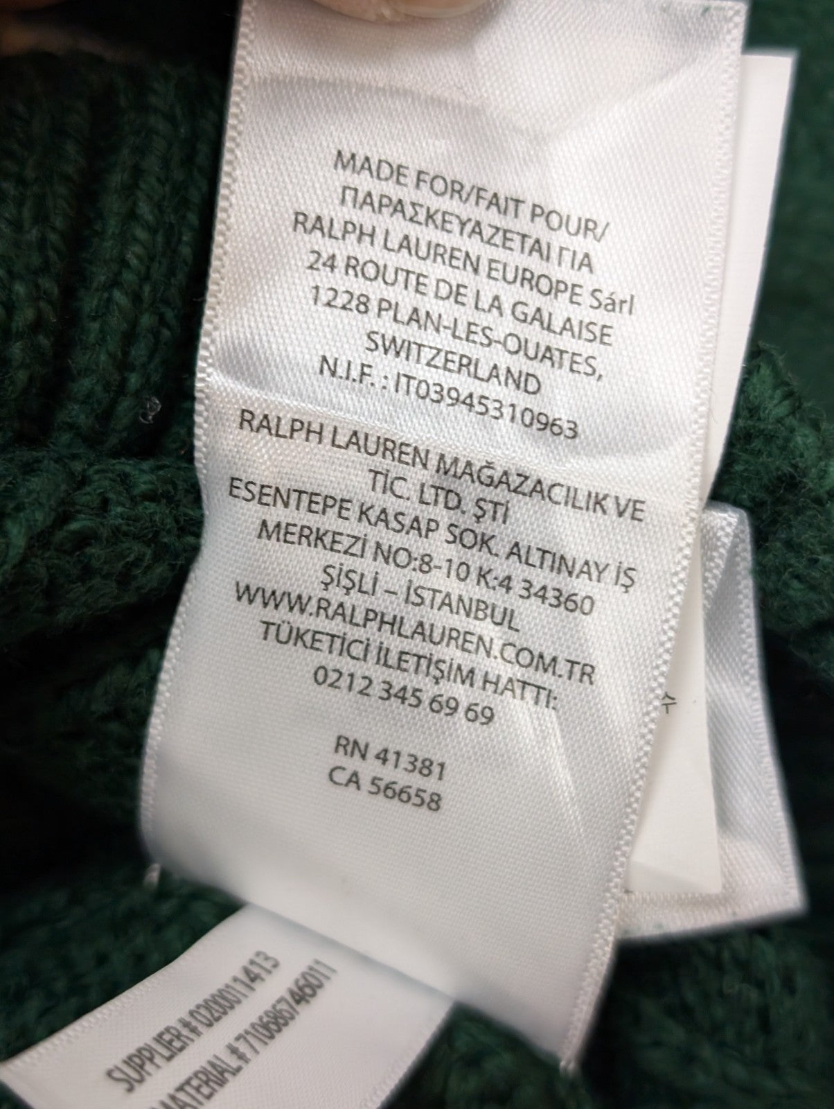 Pull POLO RALPH LAUREN Homme L Vert Torsadé Cable Knit Cotton Excellent État