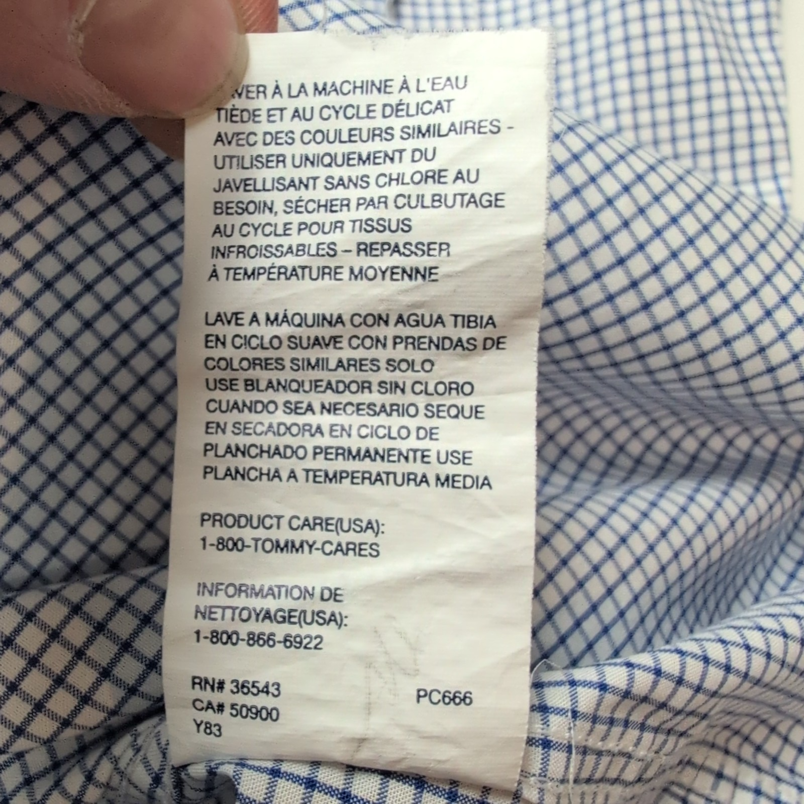 Chemise Tommy Hilfiger Homme Taille L Bleue Petits Carreaux Coton Poche