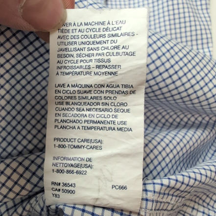 Chemise Tommy Hilfiger Homme Taille L Bleue Petits Carreaux Coton Poche