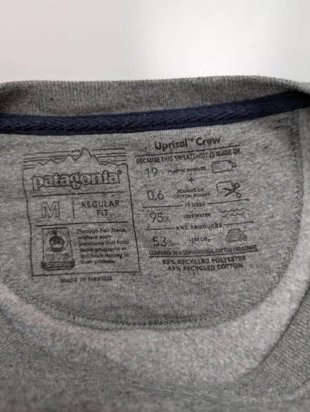 Sweat Patagonia Gris Col Rond Imprimé Bordeaux M