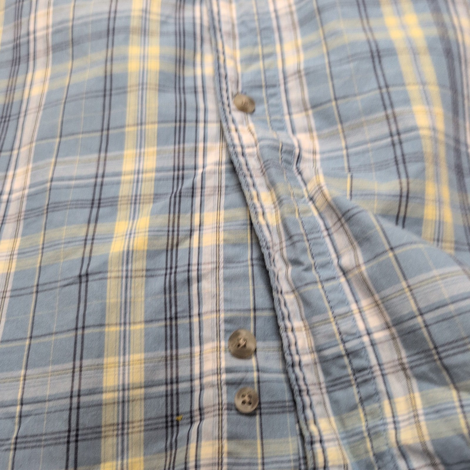 Chemise Wrangler Manches Courtes Bleue et Jaune à Carreaux Taille XLT