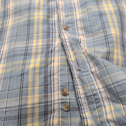 Chemise Wrangler Manches Courtes Bleue et Jaune à Carreaux Taille XLT