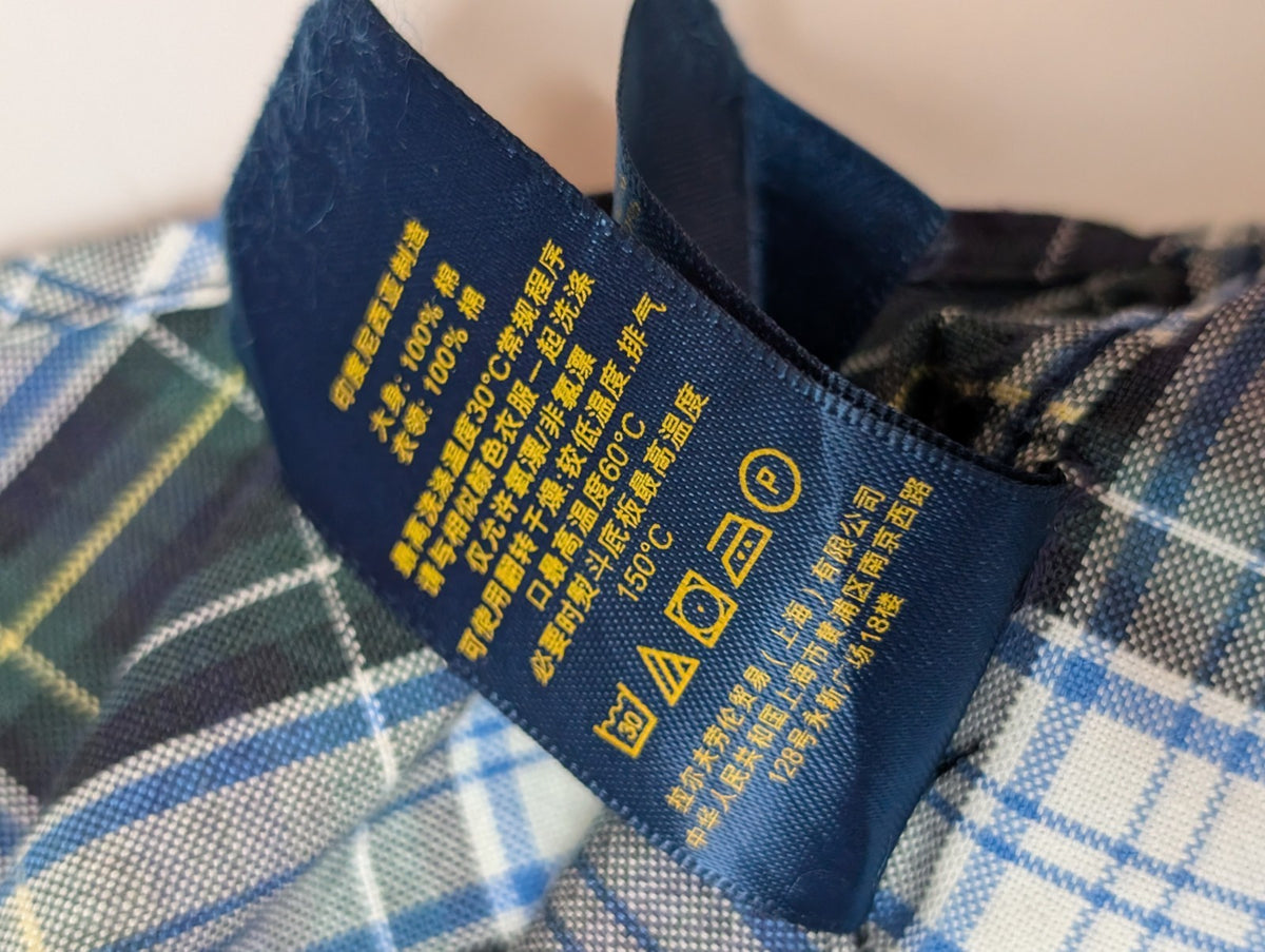 Chemise Polo Ralph Lauren Enfant L 14-16 Ans Carreaux Vert Bleu Logo Jaune