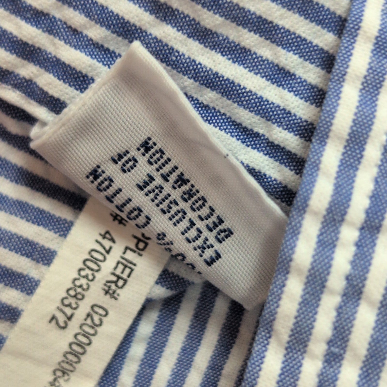 Chemise Ralph Lauren M Bleu Rayures Gauffrées Logo Rose manches courtes
