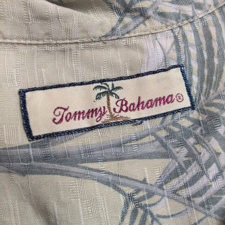 Chemise Hawaïenne Tommy Bahama Soie Kaki Palmier L