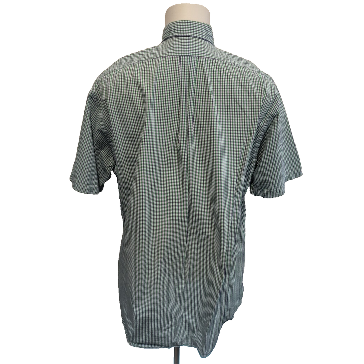 Chemise Ralph Lauren L Verte Carreaux Manches Courtes logo bleu
