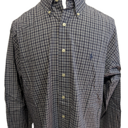 Chemise Polo Ralph Lauren Shirt L XL Carreaux Bleu Marine Button Down Logo