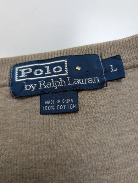 Pull Polo Ralph Lauren Col V Coton Marron Épais Type Sweatshirt - Taille L