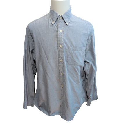 Chemise Pendleton L Bleu Uni Oxford 100% Coton Manches Longues
