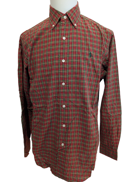 Ralph Lauren Chemise Homme M Rouge Vert Tartan Écossais Manches Longues Classic