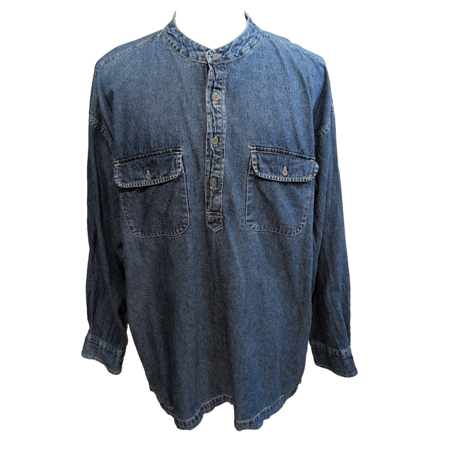 Chemise Arizona XL XXL Jean Bleu Denim 100% Coton Col Officier manches longues