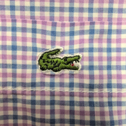 Lacoste chemise lilas bleu carreaux crocodile vert taille 44 XXL