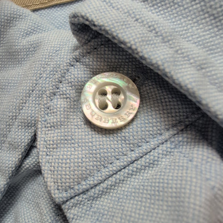 Chemise BURBERRY vintage L bleu Oxford logo écusson brodé coton