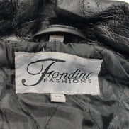 Blouson Cuir XL Patchwork Noir Fondini Fashions Bomber Veste Vintage 90s |56c