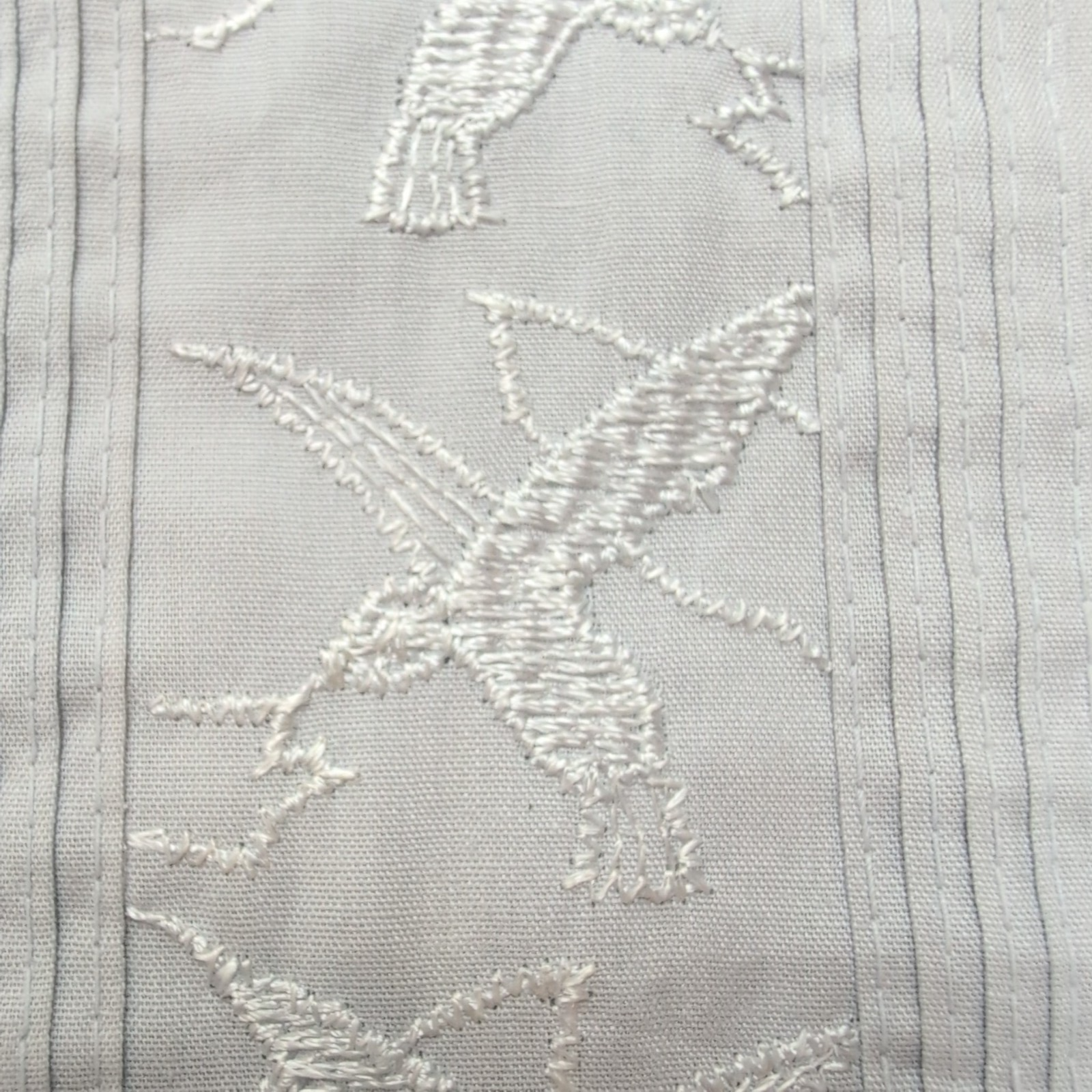 Chemise Hawaïenne Haband L Gris Clair 4 Poches Panama Oiseaux Brodés