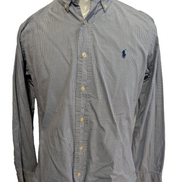 Chemise Polo Ralph Lauren Shirt S Custom Fit Micro-Carreaux Bleu Blanc Button Do