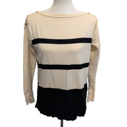 Pull Lauren Ralph Lauren S femme noir crème fin coton nylon logo brodé