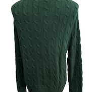 Pull POLO RALPH LAUREN Homme L Vert Torsadé Cable Knit Cotton Excellent État