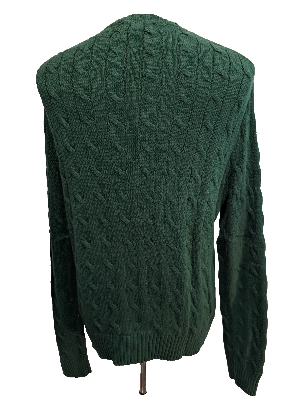 Pull POLO RALPH LAUREN Homme L Vert Torsadé Cable Knit Cotton Excellent État