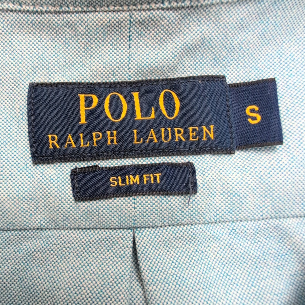 Chemise Polo Ralph Lauren Slim Fit S Oxford bleu logo marron manches longues