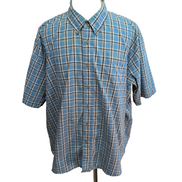 Chemise Wrangler Manche Courte Bleu Ciel Carreaux Taille 3XL Une Poche