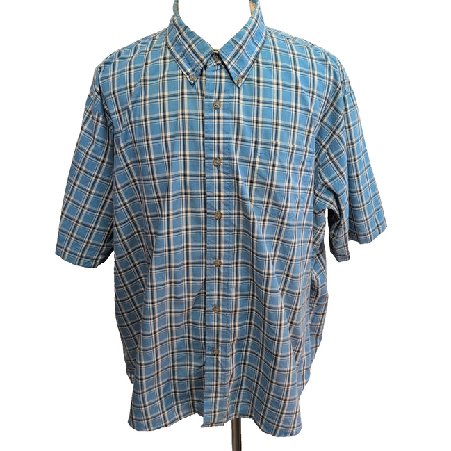 Chemise Wrangler Manche Courte Bleu Ciel Carreaux Taille 3XL Une Poche