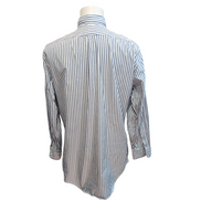 Chemise Lands' End Oxford L/XL Blanche Rayures Bleues manches longues
