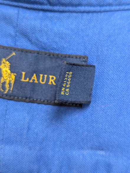 Ralph Lauren Chemise L Bleu Uni Logo Rose Fluo Manches courtes